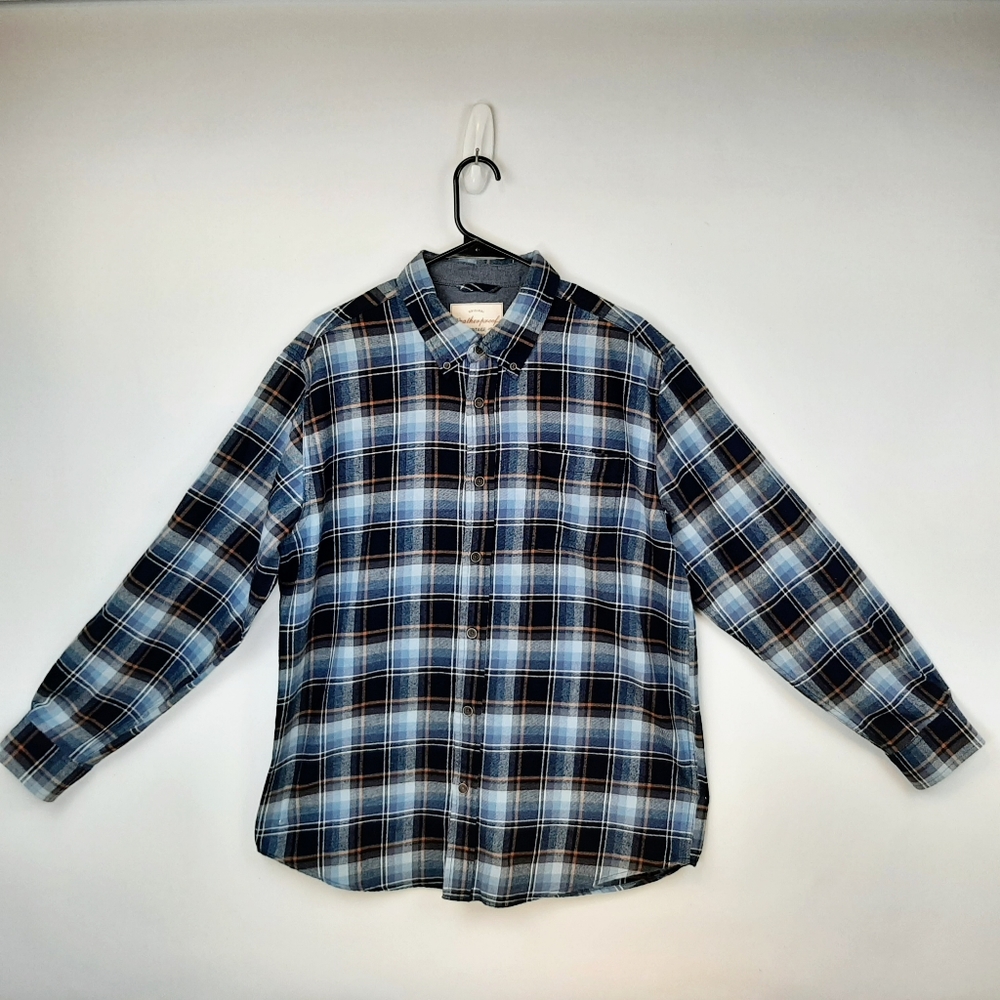 Weatherproof Men's Blue/Black Button-Down Flannel Long Sleeve Size Large Outdoor